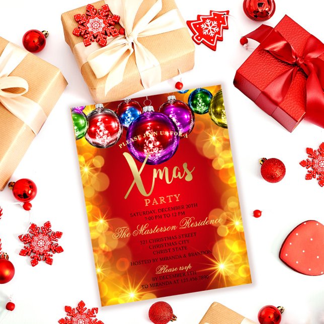 Noël Baubles Fête Noël Invitation (Créateur téléchargé)