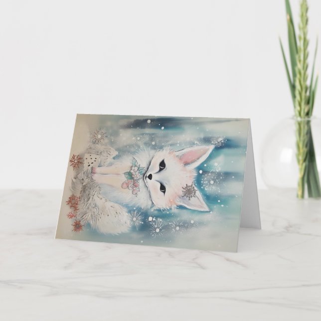 Noël Bébé Animaux Fox Carte de voeux de vacances (Devant)