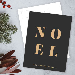 Noel Black and Gold Trendy Stylish Christmas Feiertagspostkarte