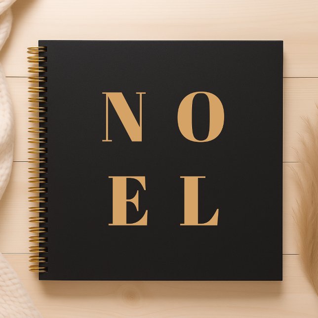 Noel Black and Gold Trendy Stylish Christmas Notizbuch (Von Creator hochgeladen)