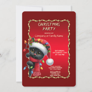 Noël Black Cat Fête Invitation