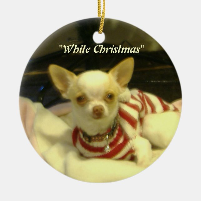 "Noël blanc" Ornement d'arbre du Chihuahua (Devant)