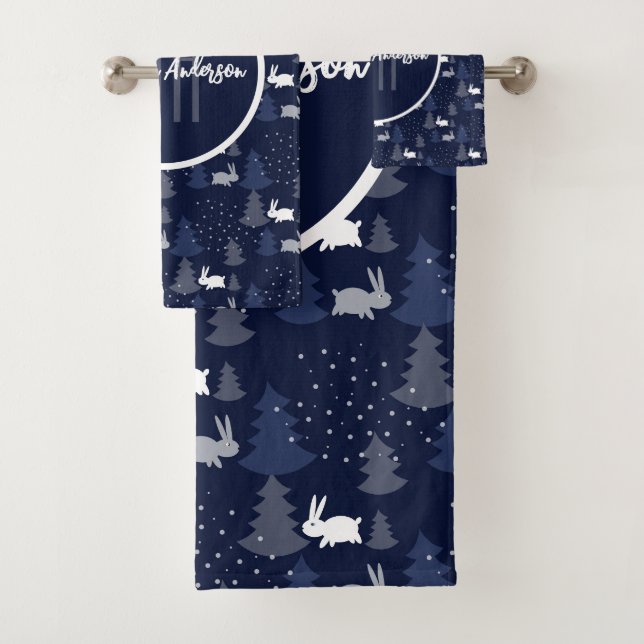 NOËL BLEU FONCÉ ARBRES D'HIVER ET BUNNIERS (En situation)