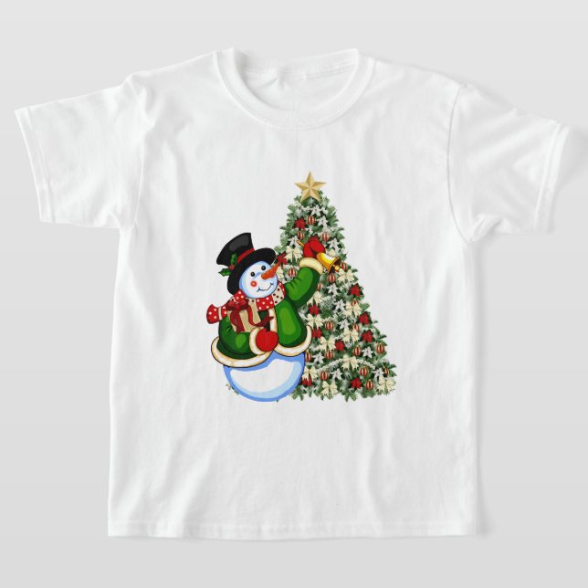 Noël bonhomme de neige enfants Vacances t-shirt (Poser)