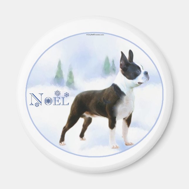 Noel Boston Terrier Magnet (Devant)