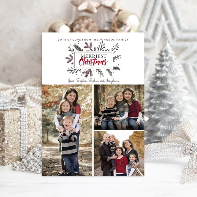 Noël | Botanique | CARTE PHOTO (Christmas Holiday | Botanical Watercolor | Photo Card)
