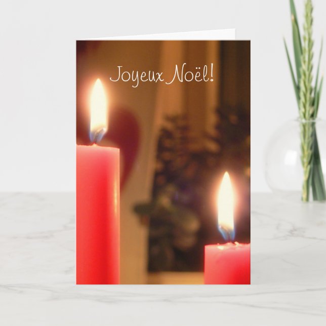 Noël Bougies rouges carte de voeux (Devant)