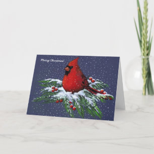 NOËL: CARDINAL: OISEAU : NEIGE : CARTE