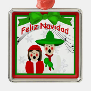 Noël Carolers mexicains Couple Premium Ornement