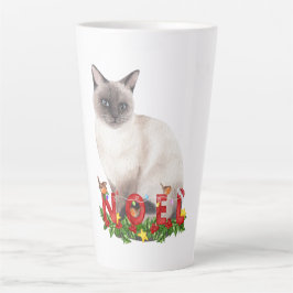 Noël Chat Siamese Aquarelle Latte Mug