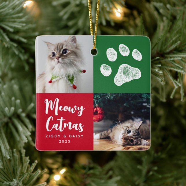 Noël Chats Photo Empreinte de patte Ornement (Arbre)