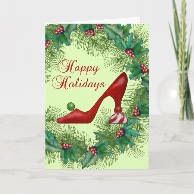 Noël chausse la carte heureuse de vacances (Devant)
