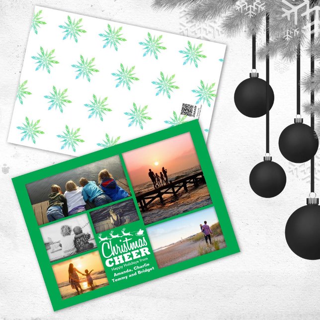 Noël Cheer Père Noël Green Carte photo de vacances (Créateur téléchargé)