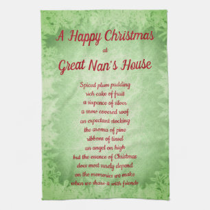 Noël chez Great Nan's House Serviettes de cuisine