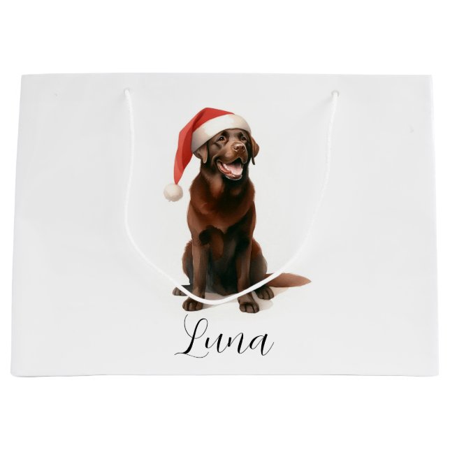 Noël Chocolat Labrador Chien Casquette Sac cadeau (Devant)