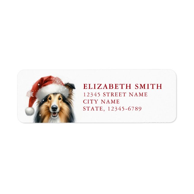 Noël Collie Chien Retour Adresse Étiquettes (Devant)