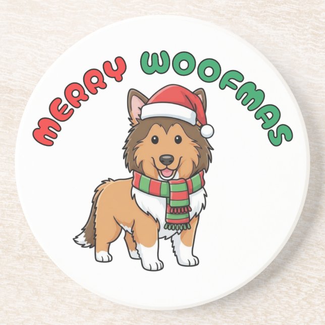 Noël Collie Dessous de verre : Joyeux Woofmas (Devant)