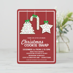 Noël Cookie Swap (rouge) Fête Invitation