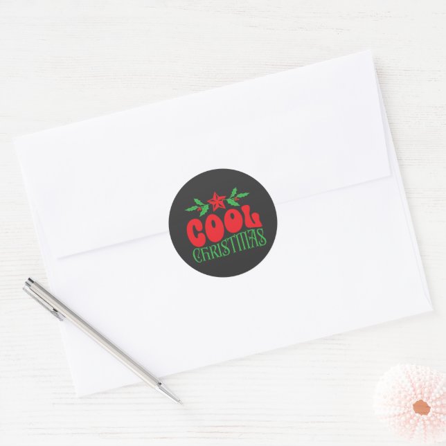 Noël Cool – Autocollant de vacances rétro amusant (Enveloppe)
