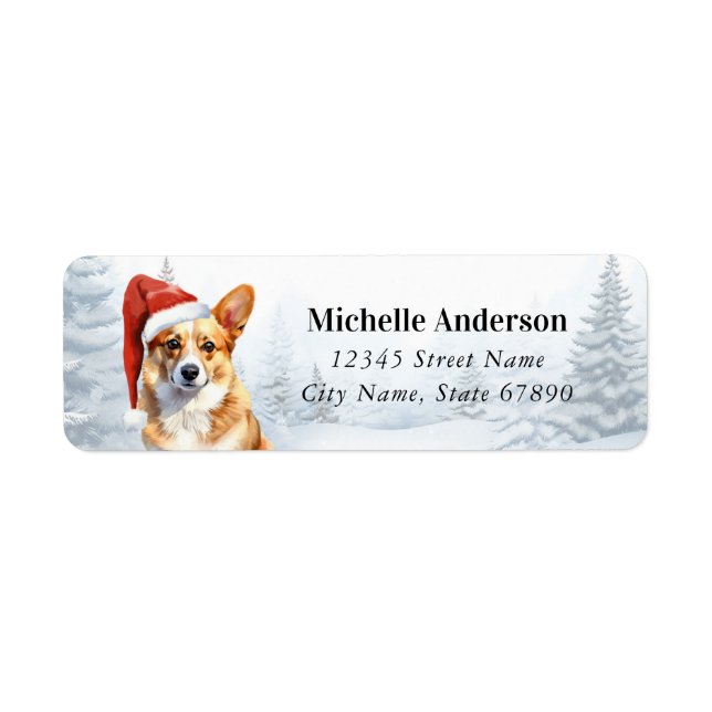Noël Corgi Chien Retourner l'adresse Étiquettes (Devant)