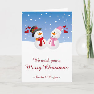 Noël couple de bonhommes de neige amusants vacance
