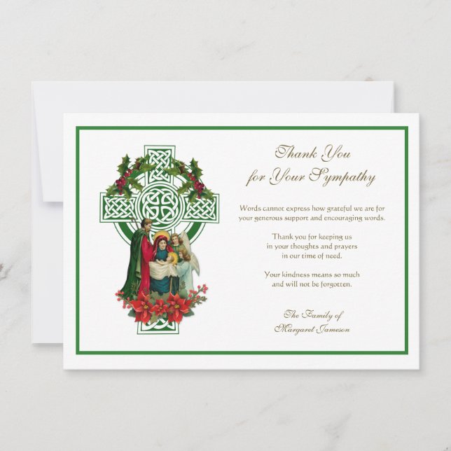 Noël Croix celtique Irlande Condolence Merci (Devant)