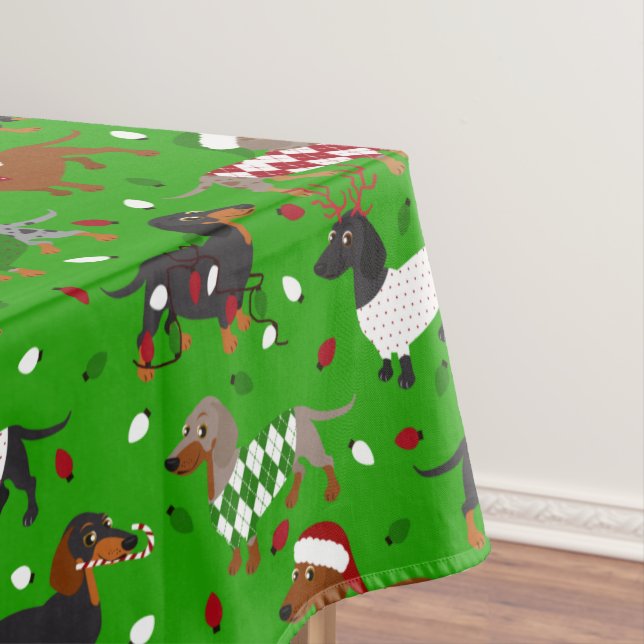 Noël Dachshund Tous les manteaux Nappe (In Situ)