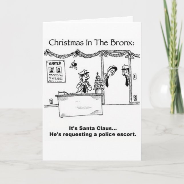 Noël dans la carte de voeux drôle de Bronx (Devant)