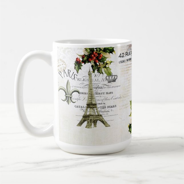 Noël dans la tasse de café de Tour Eiffel de Paris (Gauche)