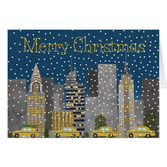 Noël dans Snowy New York City Personnalisable (Devant horizontal)