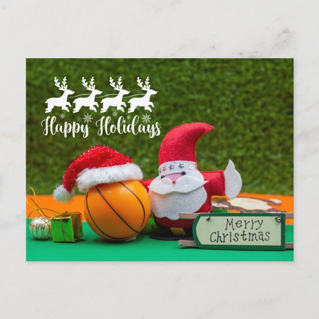 Noël de basket-ball avec carte du Père Noël (Devant)