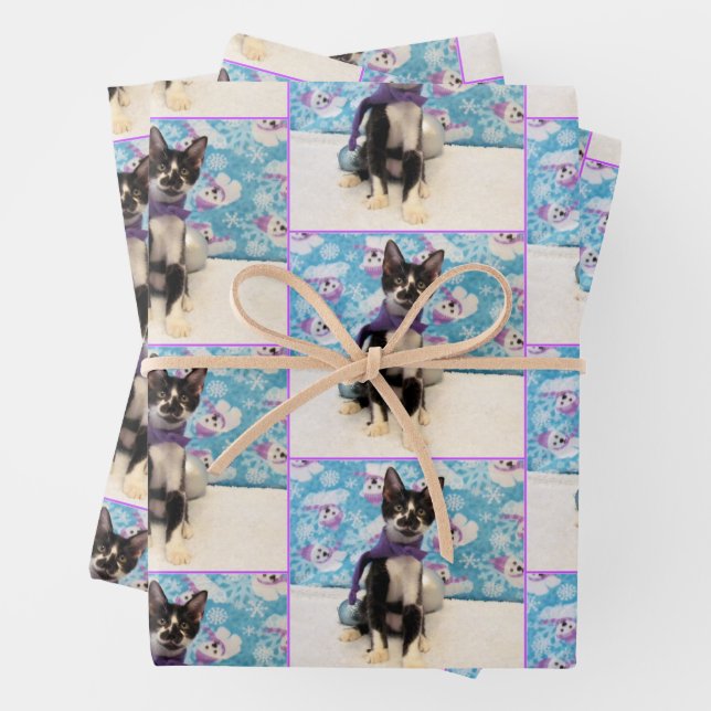 Noël de Cowboy - Chat / Kitten Papier à envelopper (En situation)