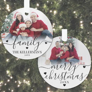 Noël de famille double face personnalisé avec deux