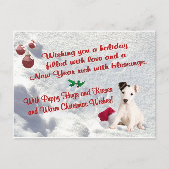 Noël de Jack Russell étreint et embrasse la carte (Devant)