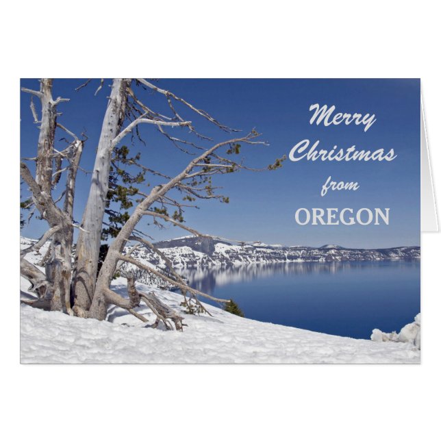 Noël de l'Oregon Crater Lake Carte de voeux (Devant horizontal)