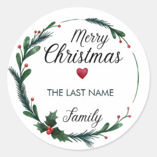 Noël De Nom Stickers Coeur de couronne