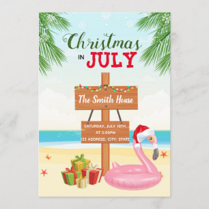 Noël de plage en juillet invitation de fête