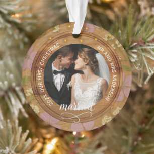 Noël des jeunes mariés rustique en bois floral