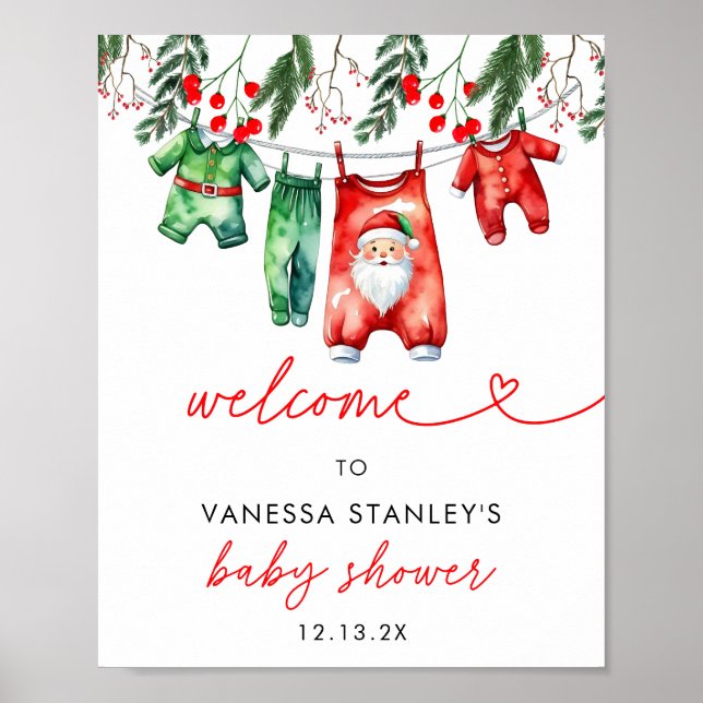 Noël d'hiver Père Noël Baby shower Affiche de bien (Devant)