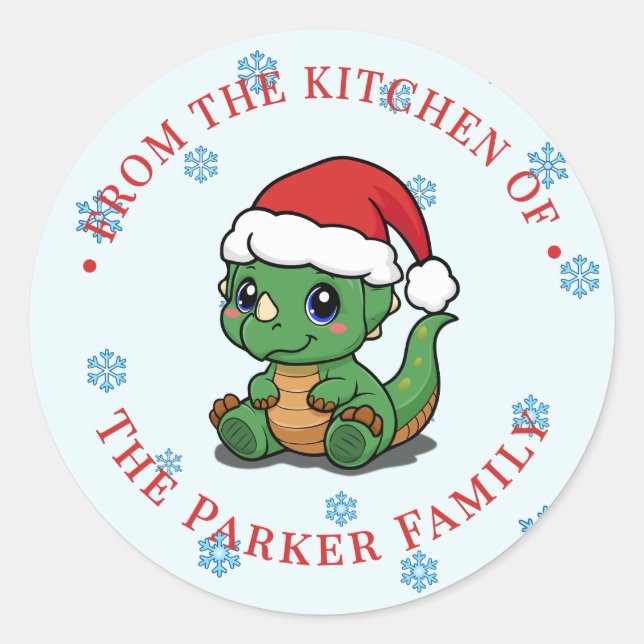 Noël Dinosaure De Notre Stickers Cuisine (Devant)