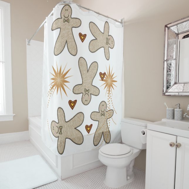 Noël Douche rideau Pain d'épices Homme (En situation)