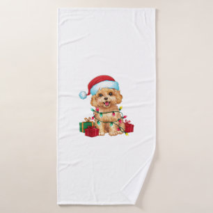 Noël Éclairage Santa Chapeau Maltipoo Chien Noël