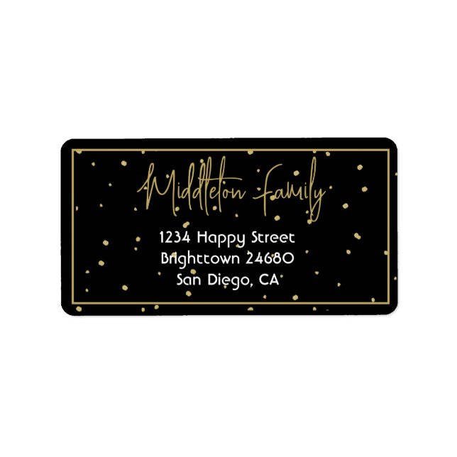 Noël Elégant Étiquette saisonnier d'or noir (Devant)