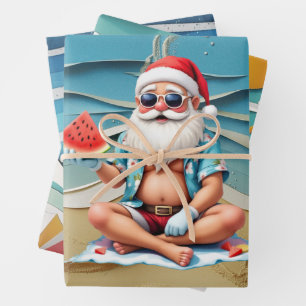Noël en juillet avec PÈRE NOËL   Papier d'emballag