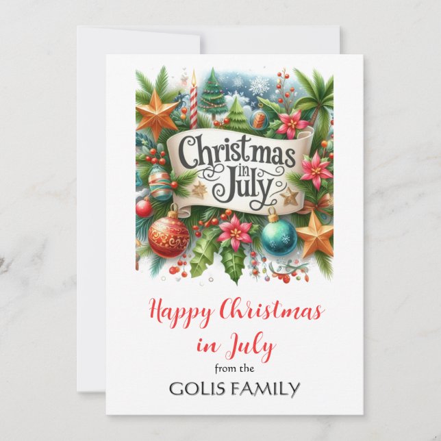 Noël en juillet Carte de couronne de vacances (Devant)