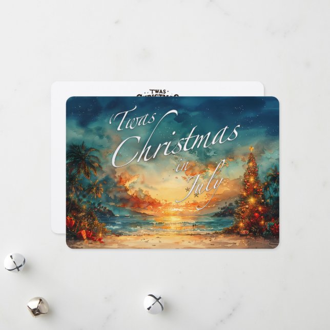 Noël en juillet Carte de vacances de plage - 5x7 (Devant/Arrière en situation)