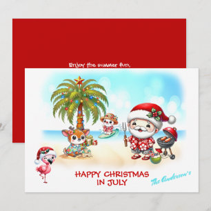 Noël En Juillet Cute Père Noël Summer Carte Noël