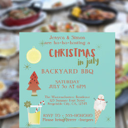 Noël En Juillet Jardin BBQ Party Invitation
