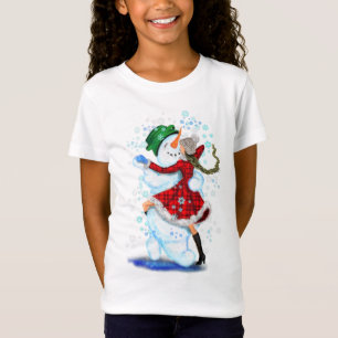 Noël Enfants T-Shirt Snowman et Fille Danser