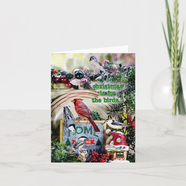 Noël est pour la petite carte de Noël des oiseaux (Devant)